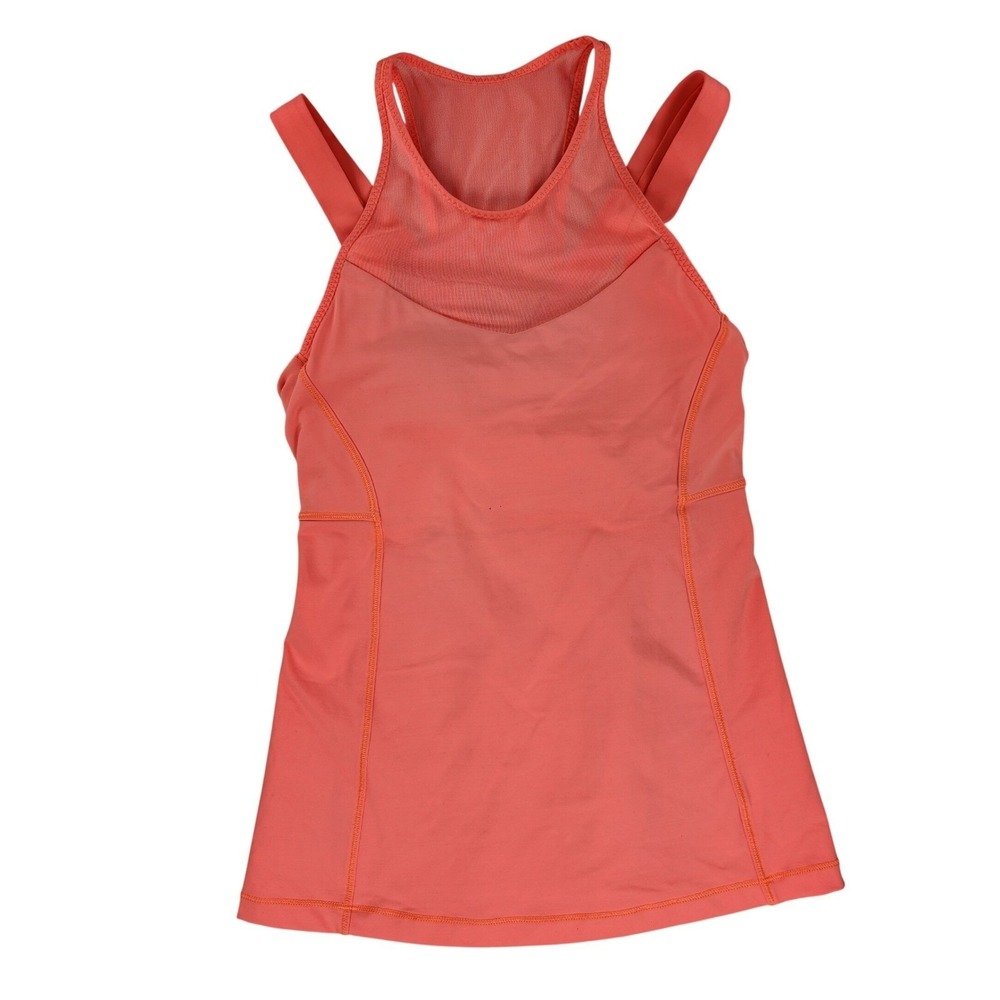Lululemon Running In The City Tank Top Womens 4 Coral Pink Mesh Racerback Yoga‎